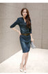 Slimming Women's Denim Dress Medium Length Short Sleeves Smooth Silhouette